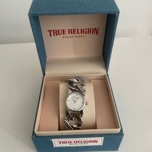 True Religion Silver Chain Watch with gift box
